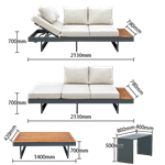 Teak Wood Aluminum Frame Garden Sofa
