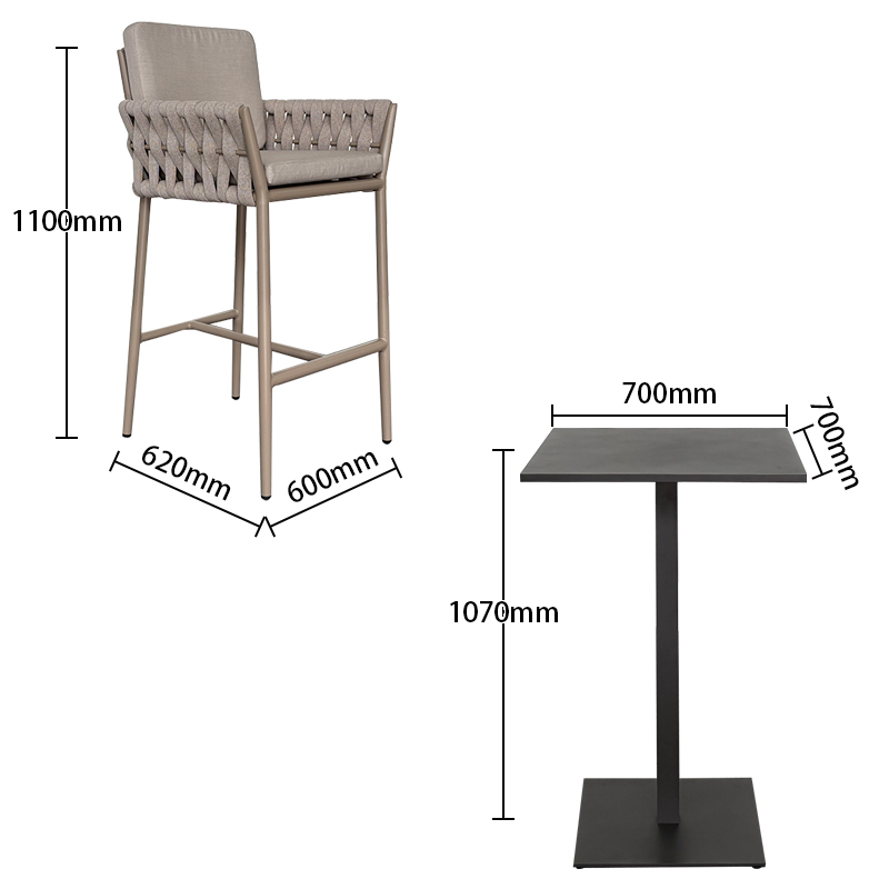 Outdoor high-legged bar chair