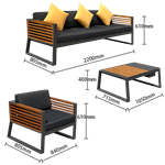 Black Outdoor Aluminum Sofa