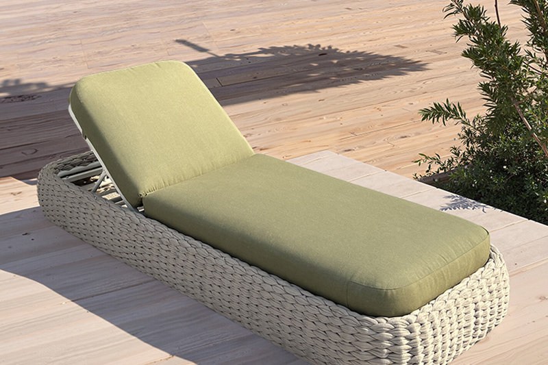 Green woven rope pool loungers