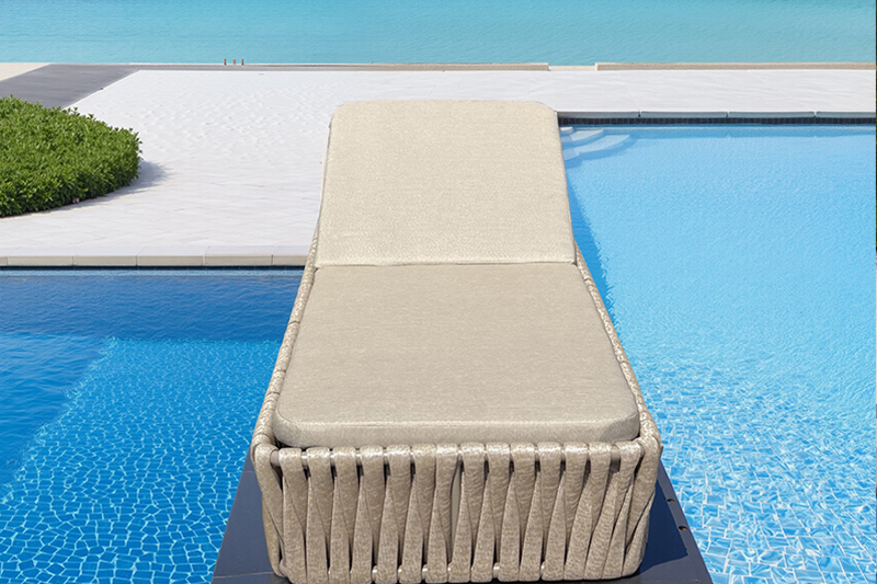 Outdoor furniture woven rope sun loungers