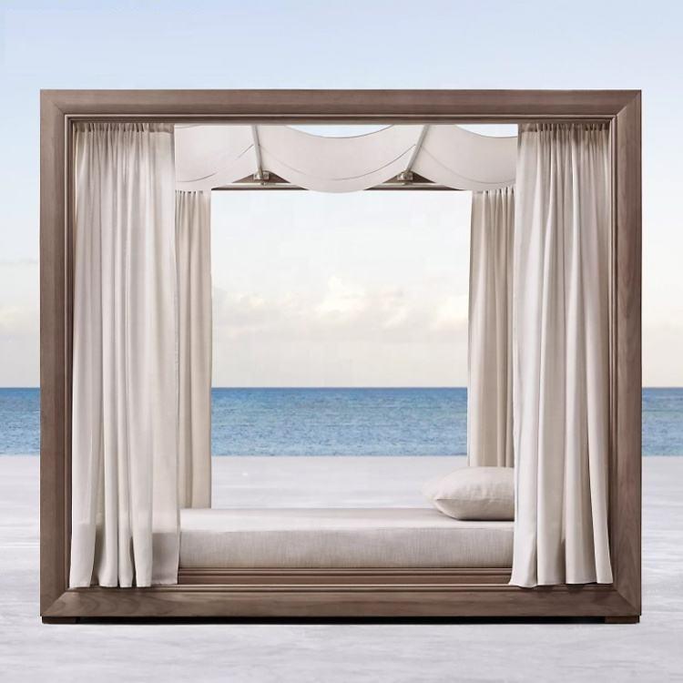 Outdoor teak wood sunbed