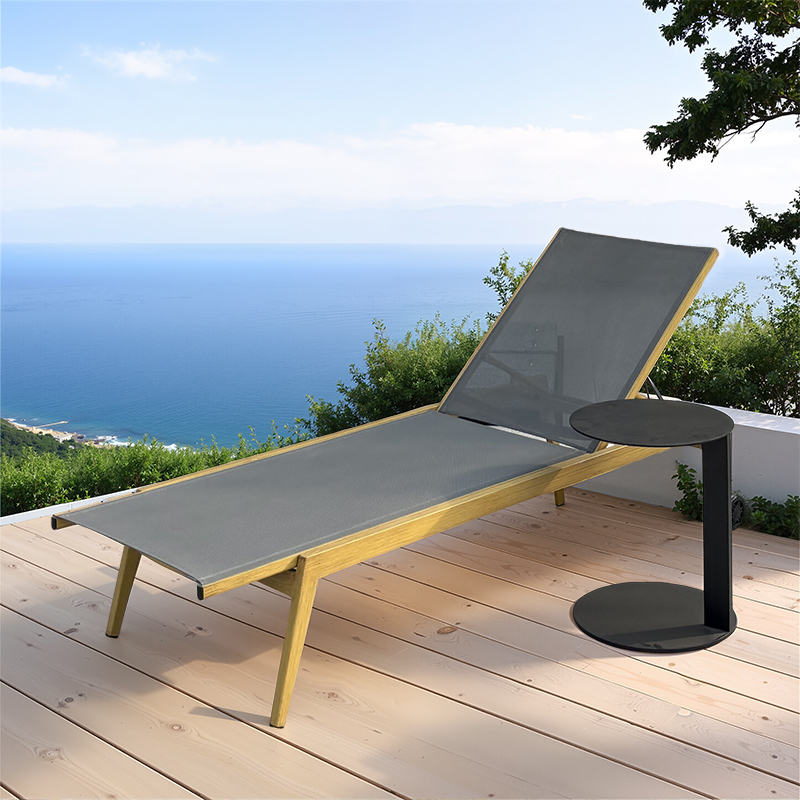 Aluminum grey mesh sun loungers
