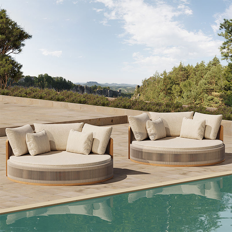 Outdoor garden teak rope daybed