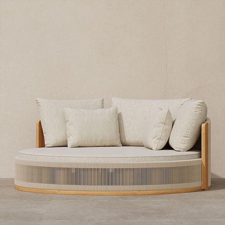 Outdoor garden teak rope daybed