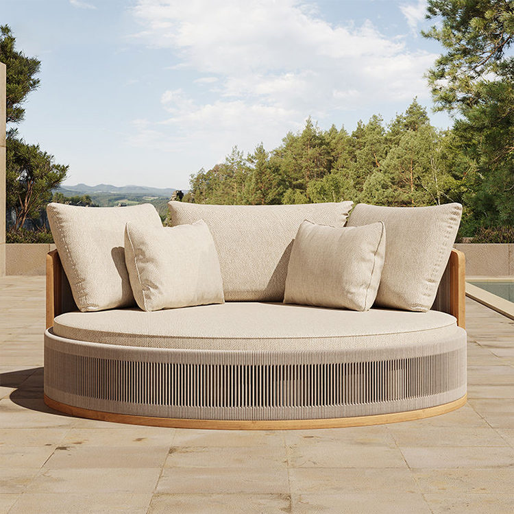 Outdoor garden teak rope daybed