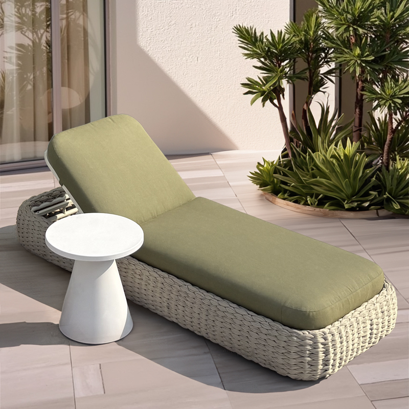 Green woven rope pool loungers