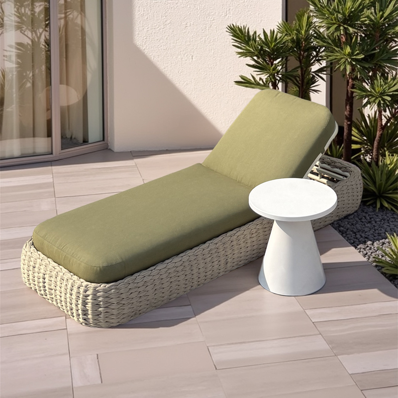 Green woven rope pool loungers