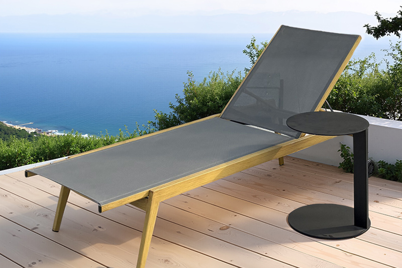 Aluminum grey mesh sun loungers