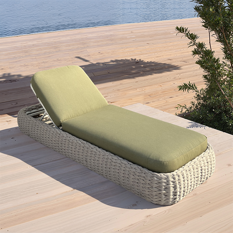 Green woven rope pool loungers