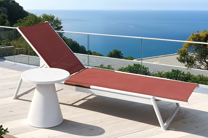 Red aluminium pool loungers