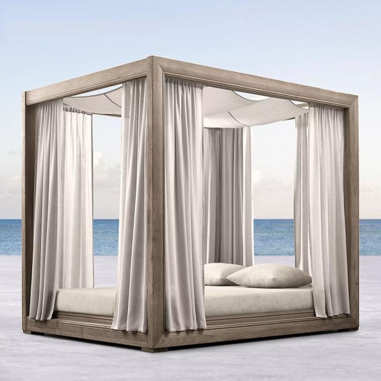 Outdoor teak wood sunbed