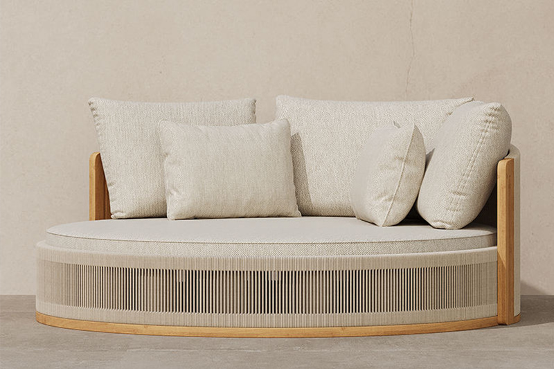 Outdoor garden teak rope daybed