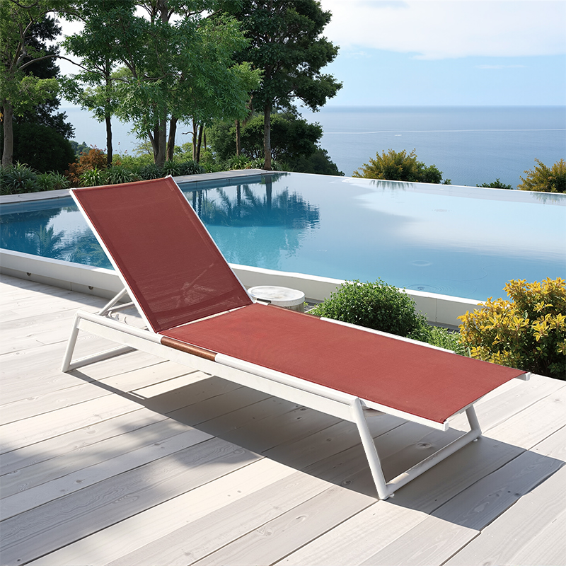 Red aluminium pool loungers