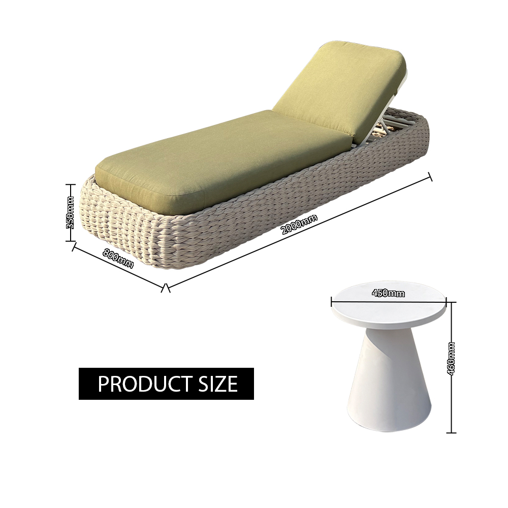 Green woven rope pool loungers