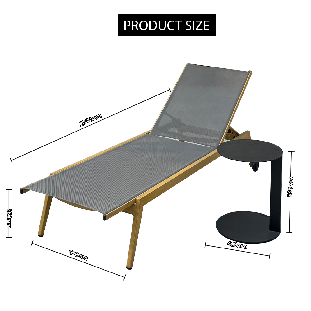 Aluminum grey mesh sun loungers