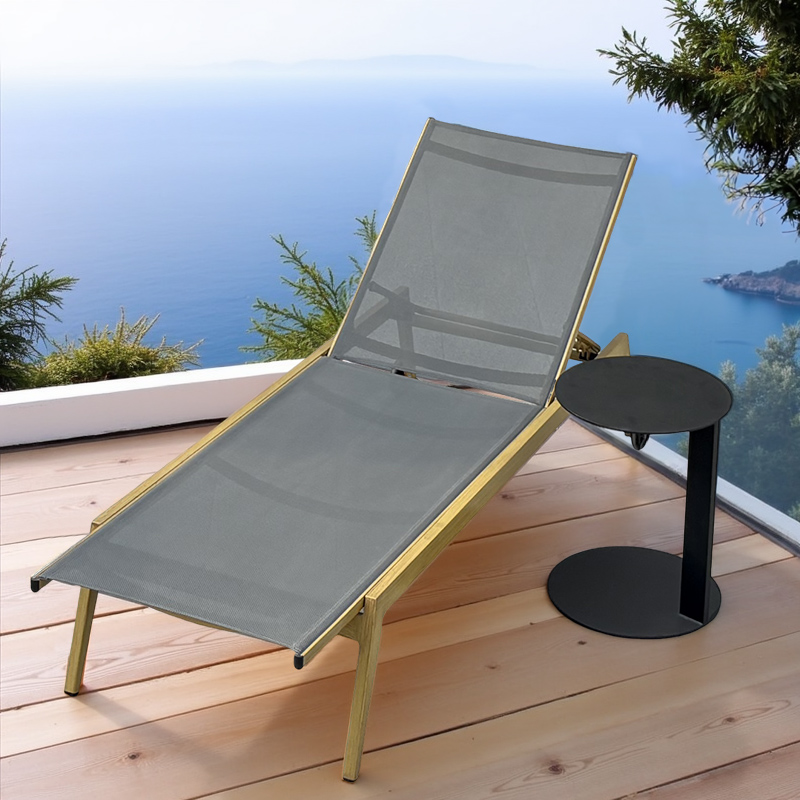 Aluminum grey mesh sun loungers