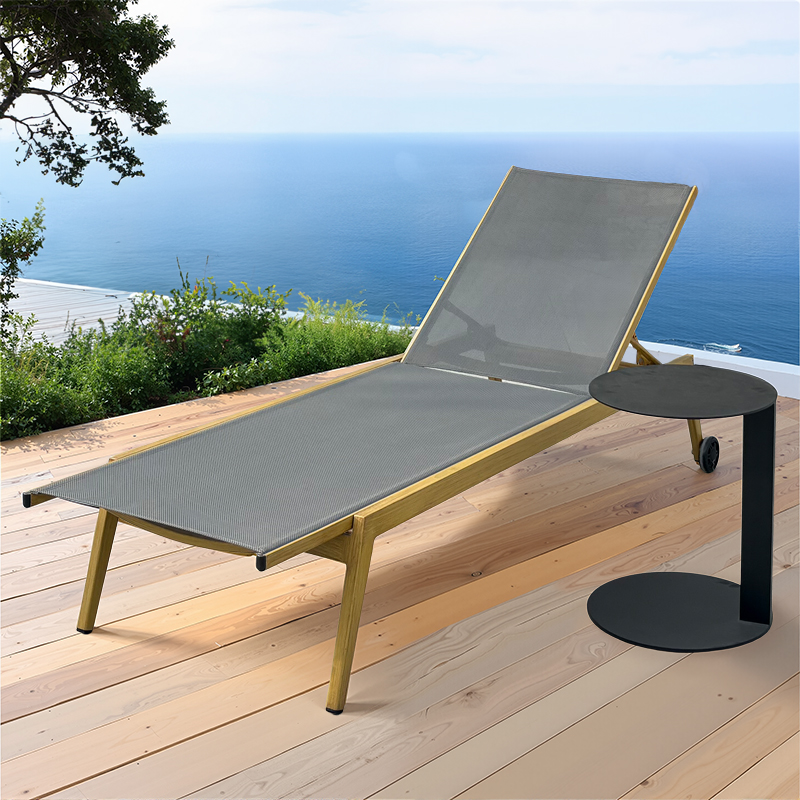 Aluminum grey mesh sun loungers