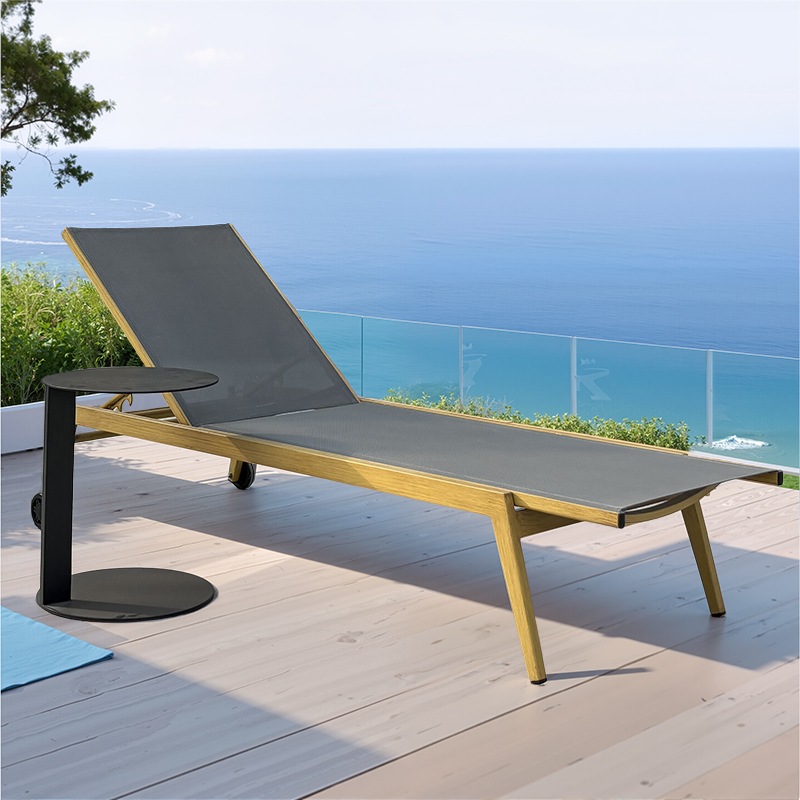 Aluminum grey mesh sun loungers