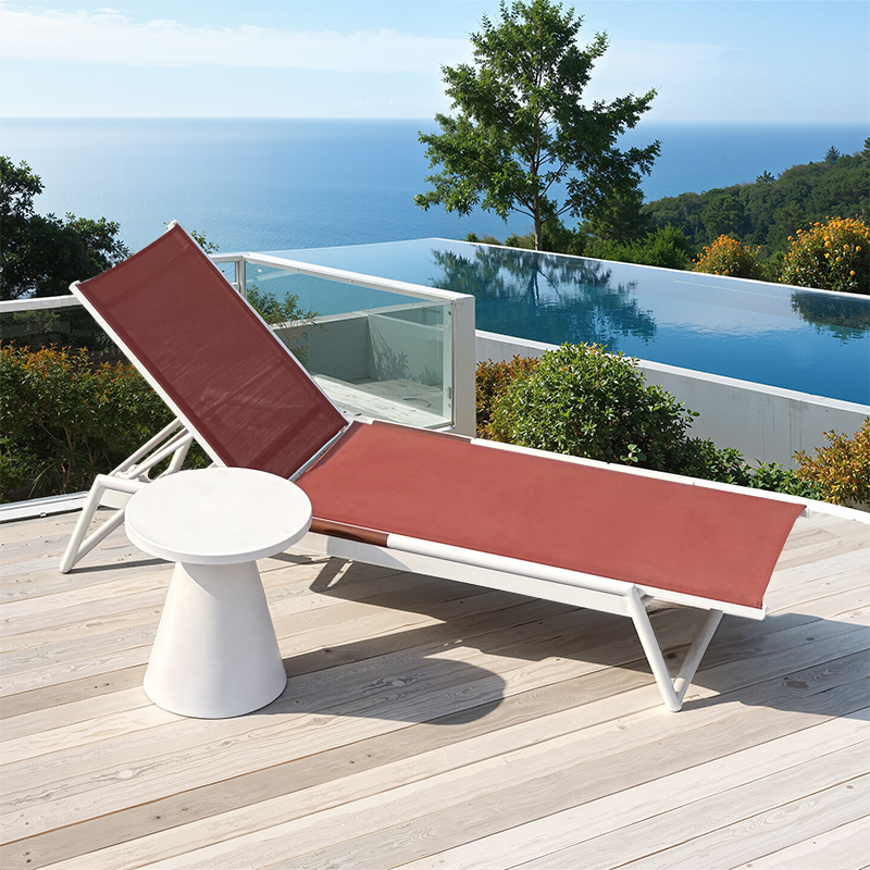 Red aluminium pool loungers