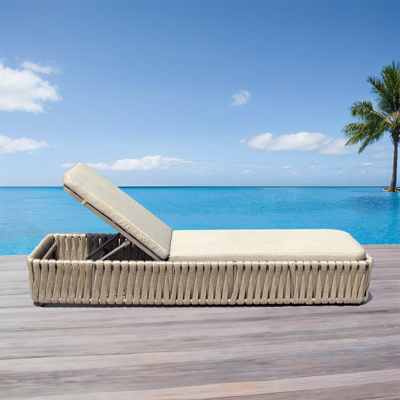 Outdoor furniture woven rope sun loungers