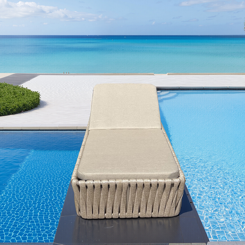 Outdoor furniture woven rope sun loungers