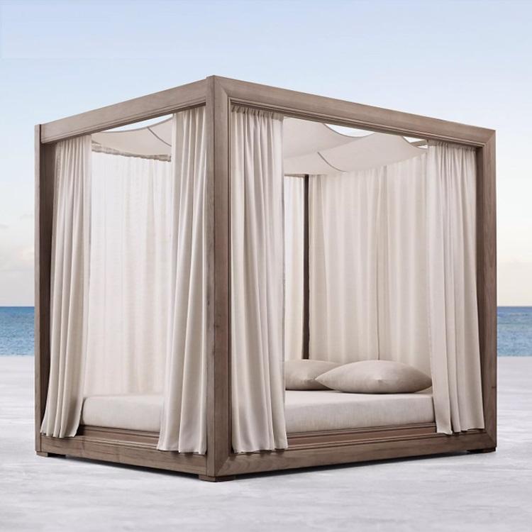 Outdoor teak wood sunbed