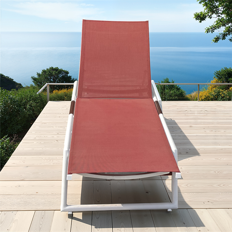 Red aluminium pool loungers