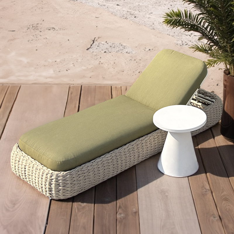 Green woven rope pool loungers