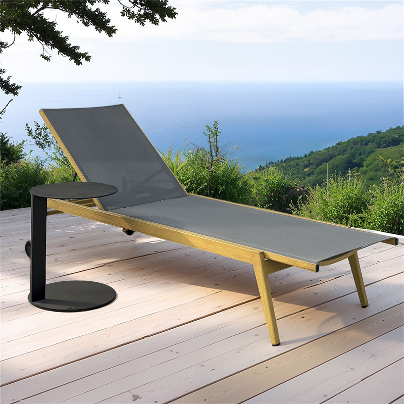 Aluminum grey mesh sun loungers