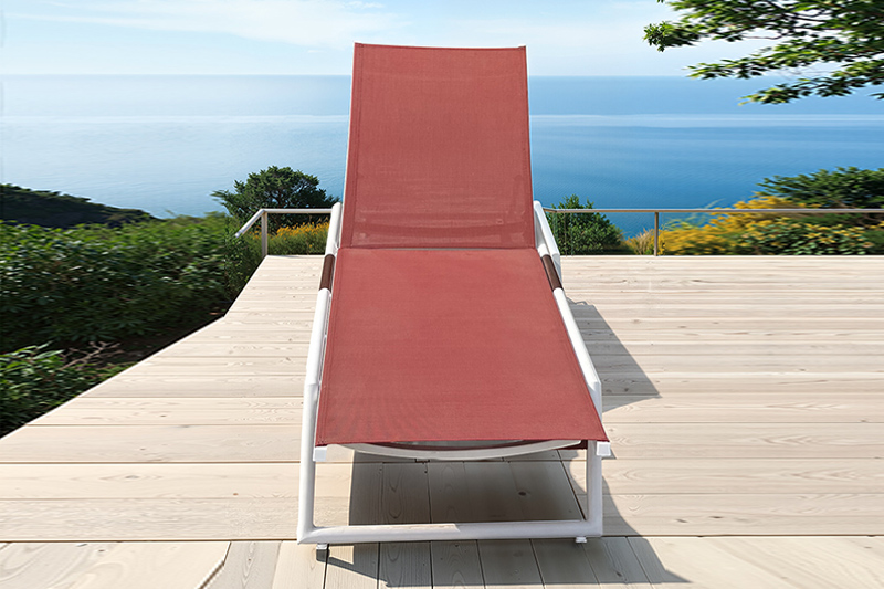 Red aluminium pool loungers