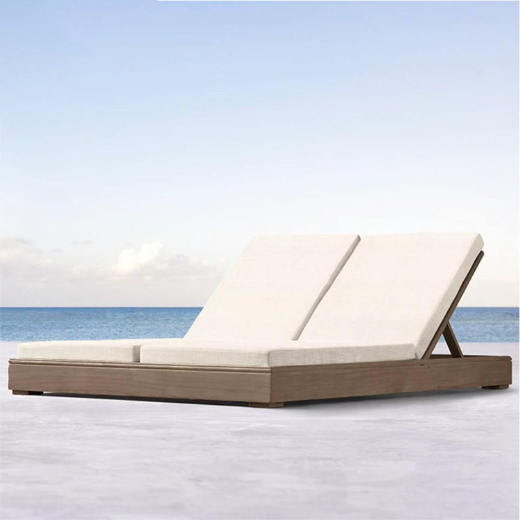 Outdoor teak wood sunbed