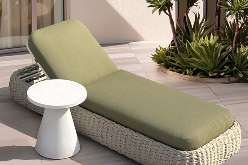 Green woven rope pool loungers